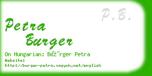 petra burger business card